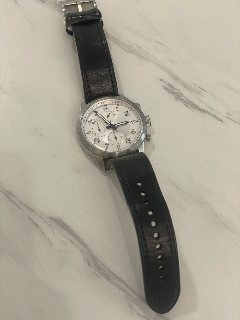 Fossil Daily Chronograph Black Leather FS5136 Men's Watch